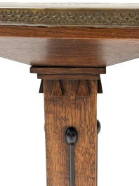 Vienna Secession Pedestal in Oak with Patinated Brass Top, 1900s